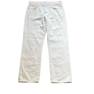 Re/Done Size 26 Wide Leg High Rise Jeans Vintage White Button Fly 100% Cotton